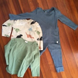 Lot of 12months clothes Carter’s Little Planet Pajamas Organic Cotton H&M tops